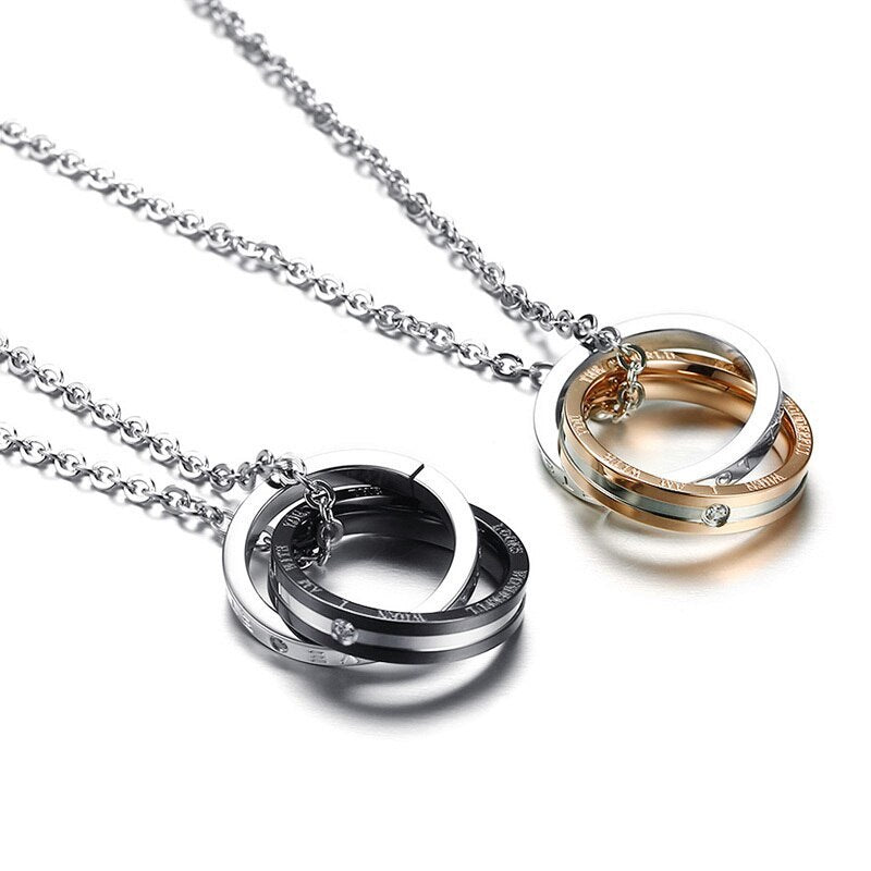 Collier Couple en Acier Inoxydable - Design Élégant, Résistant à l'Eau, Idéal pour les Amoureux !