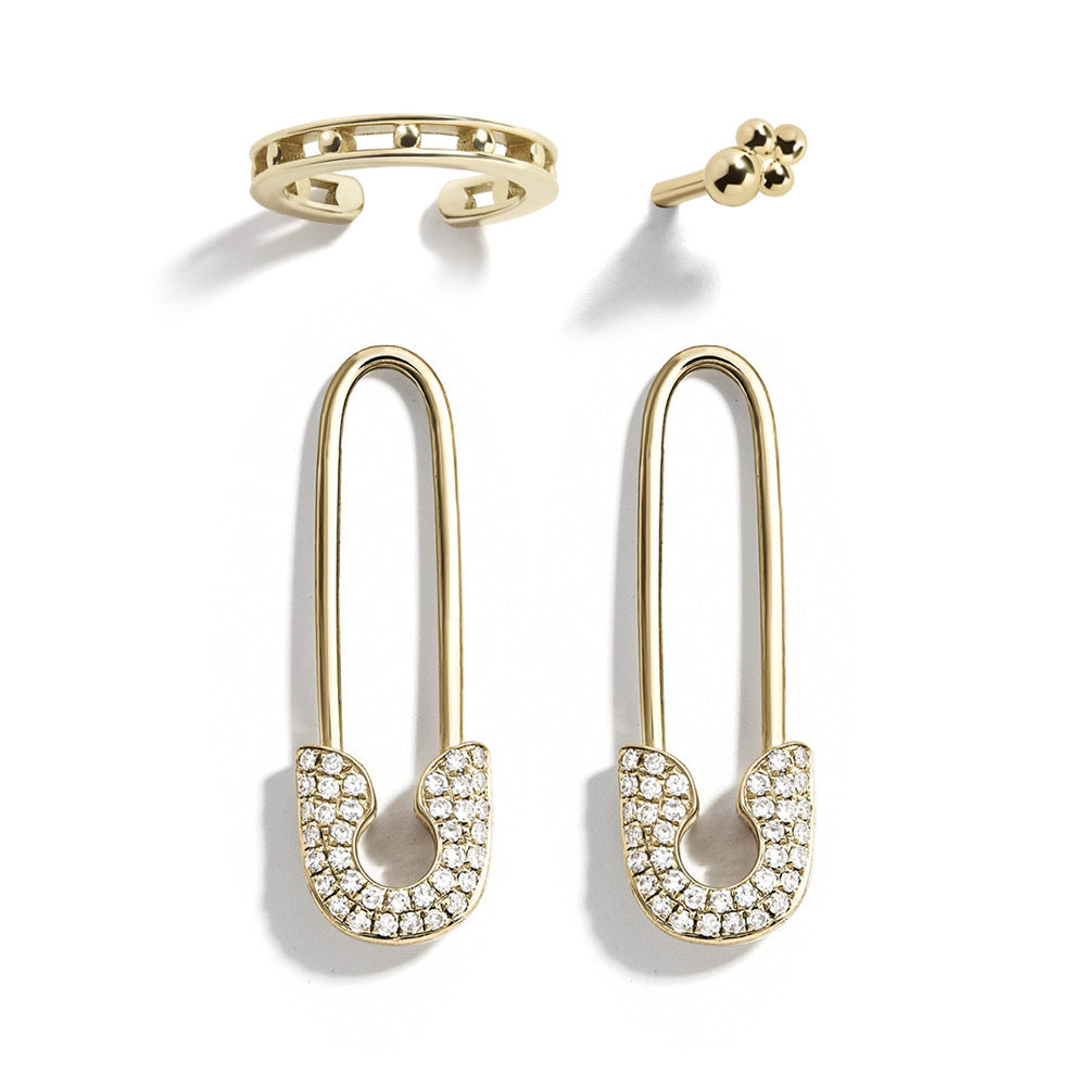 Image du produit Alloy pin rhinestone stud earrings