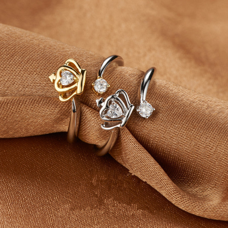 Bague Couronne Diamant Chic - Ajustable, Confortable et Élégante pour Sublimer Votre Style avec Raffinement