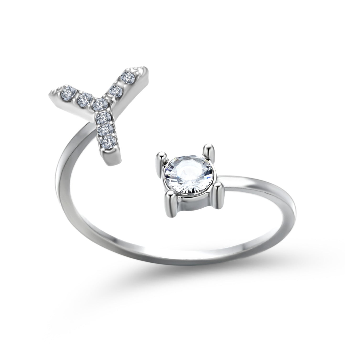 Image du produit Bague Initiale Ajustable – Élégance Personnalisée en Argent/Doré | Bijou Raffiné pour Femme
