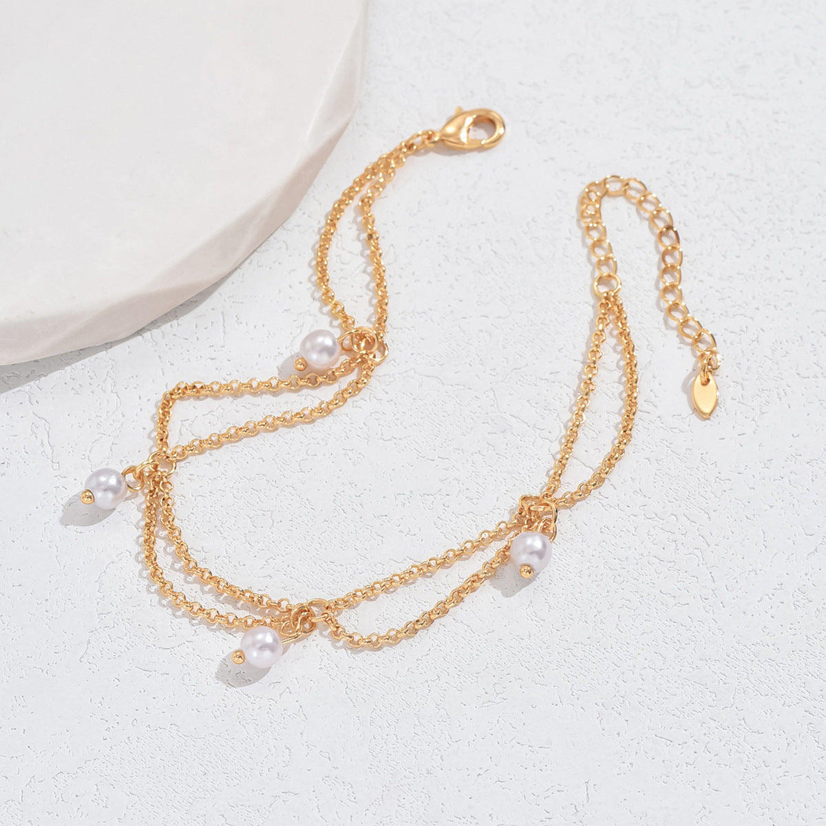 "đ Bracelet de Cheville Hexagonal ĂlĂ©gant avec Perles â Design Unique et Confort Absolu pour Tous les Styles âš"