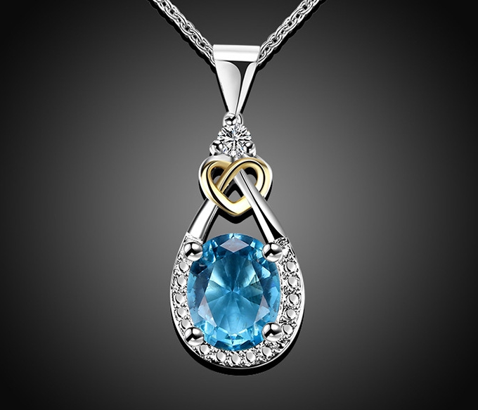 π Elegant Women's Necklace in 925 Silver - Refined Oval Blue Stone, Ideal for Weddings and Chic Outfits