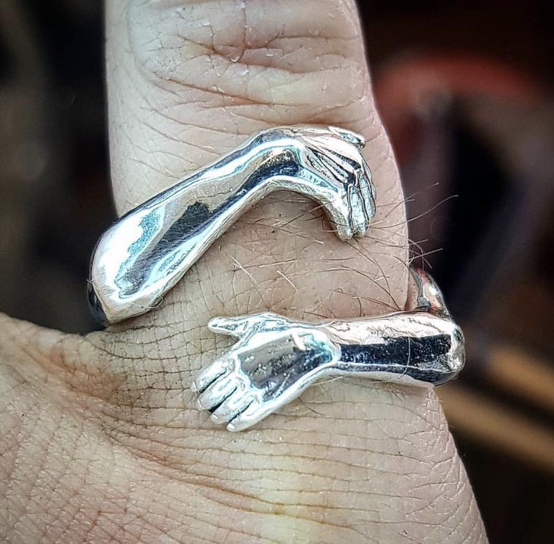 Image du produit Bague Ătreinte des Mains d'Amour Simple et CrĂ©ative | Bague Ajustable en Alliage pour Lovers