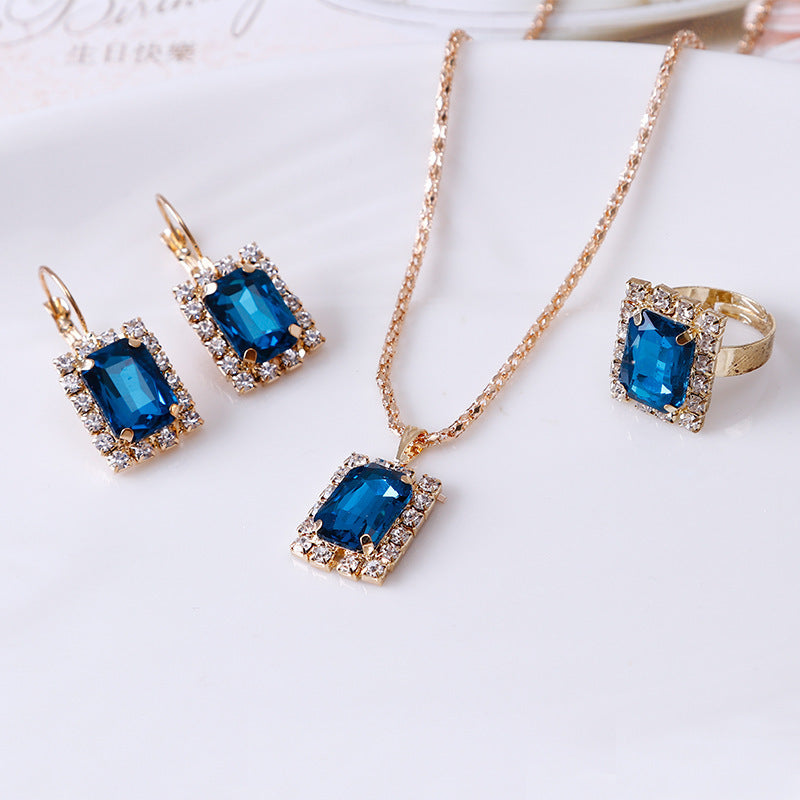 ✨ Coffret Bijoux en Cristal Élégant - Collier, Boucles d'Oreilles & Bague, Brillance Exceptionnelle pour Toutes Occasions