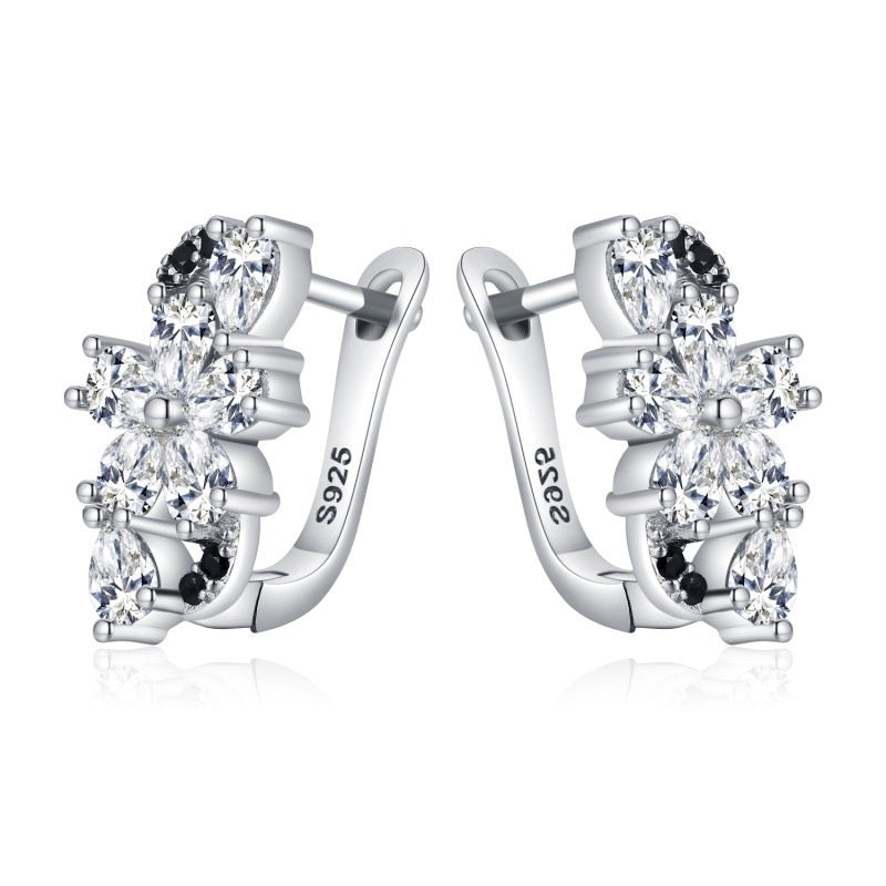 ✨ Élégantes Boucles d'Oreilles en Zircon - Design Floral Raffiné, Idéal pour Sublimer Votre Style Tendance 🌸