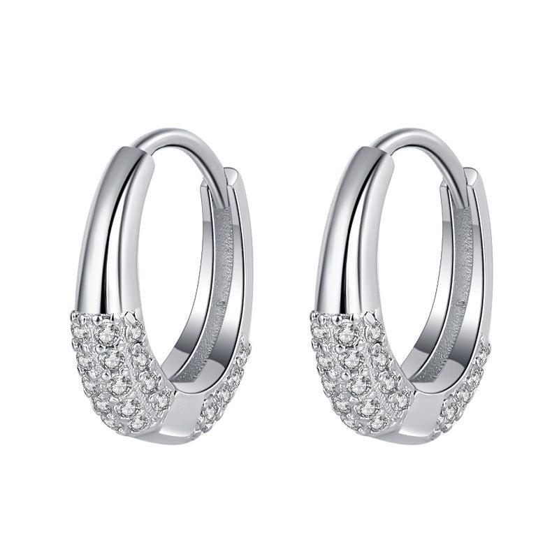 đ Boucles d'Oreilles ĂlĂ©gantes en Argent S925 - Design Ovale Français, Zircon Ătincelant, Chic et RaffinĂ©