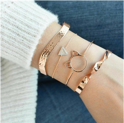 ✨ Chic Ensemble Bracelets Géométriques Femme - Ajustables, Style Moderne Doré & Argenté pour un Look Sophistiqué