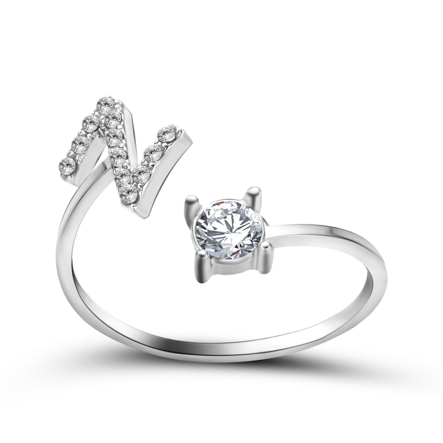 Image du produit Bague Initiale Ajustable – Élégance Personnalisée en Argent/Doré | Bijou Raffiné pour Femme