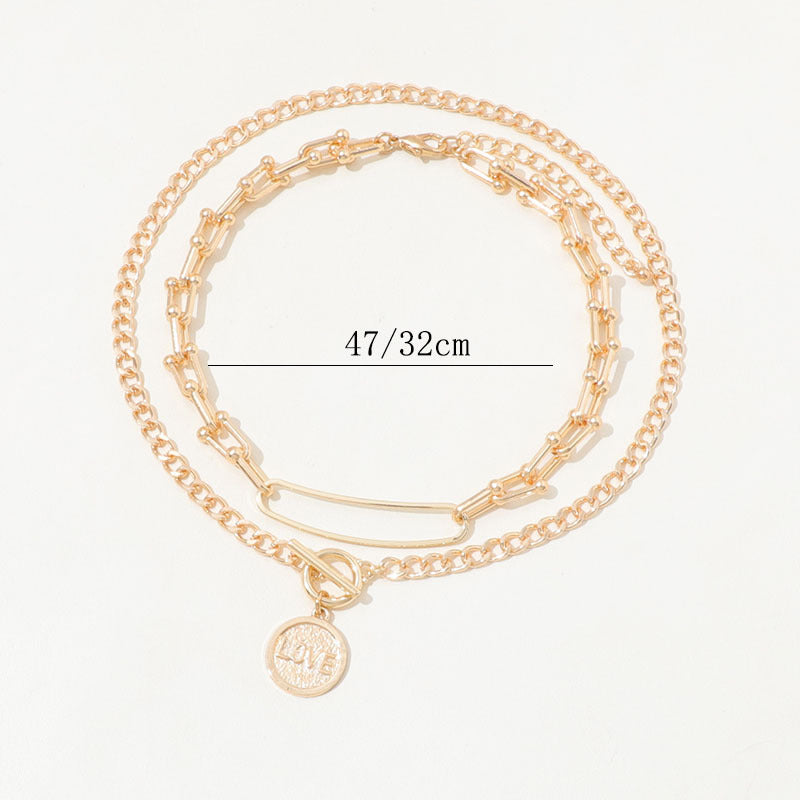🌟 Collier Double Chaîne Métallique Élégant - Style Rétro Chic, Qualité Premium, Idéal pour Sublimer Votre Look