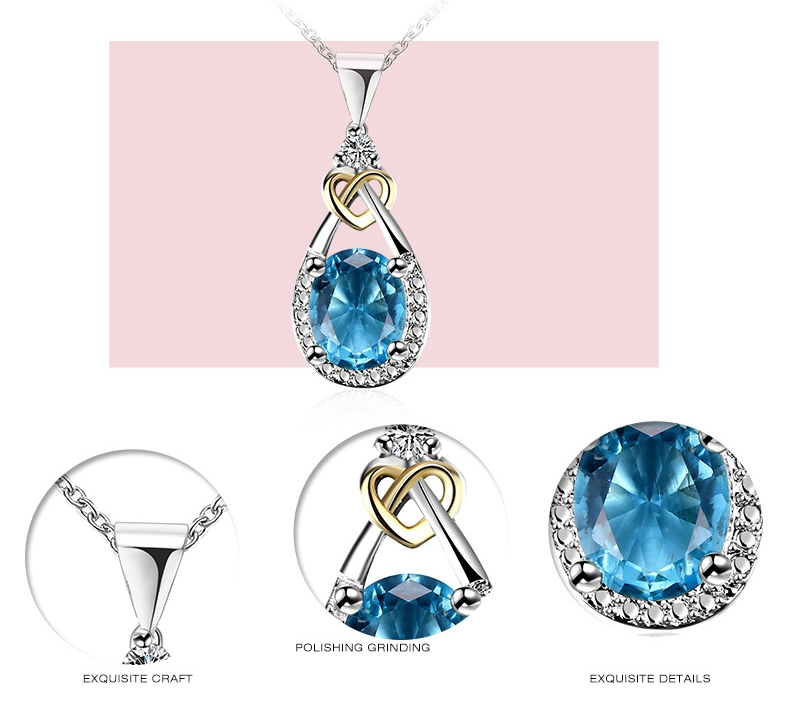 π Elegant Women's Necklace in 925 Silver - Refined Oval Blue Stone, Ideal for Weddings and Chic Outfits