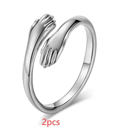 Image du produit Bague Simple "Mains qui S'enlacent" – Élégance Géométrique et Design Unisexe 🤝💍