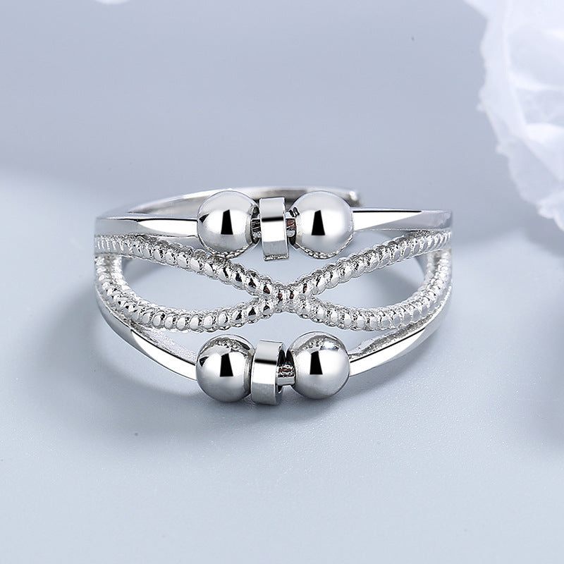 Image du produit Bague Rotative Ă Design Ouvert â ĂlĂ©gance GĂ©omĂ©trique et Soulagement de l'AnxiĂ©tĂ© âš