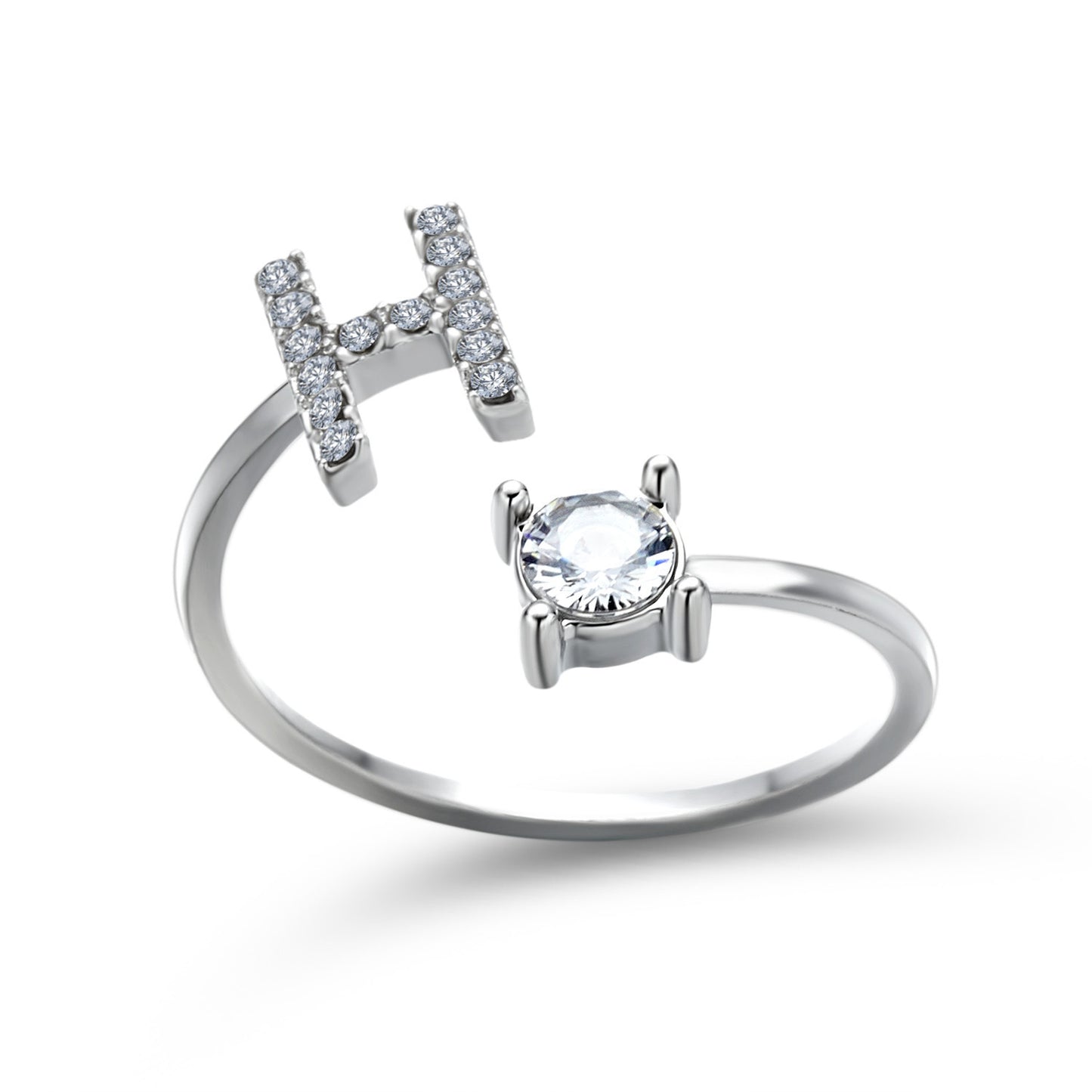 Image du produit Bague Initiale Ajustable – Élégance Personnalisée en Argent/Doré | Bijou Raffiné pour Femme