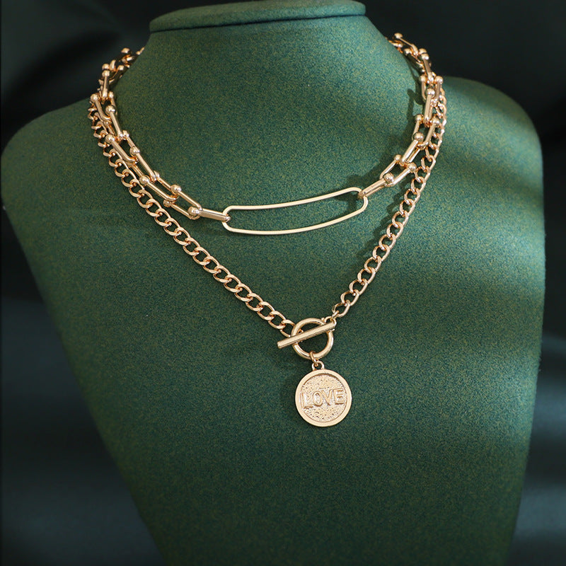 🌟 Collier Double Chaîne Métallique Élégant - Style Rétro Chic, Qualité Premium, Idéal pour Sublimer Votre Look