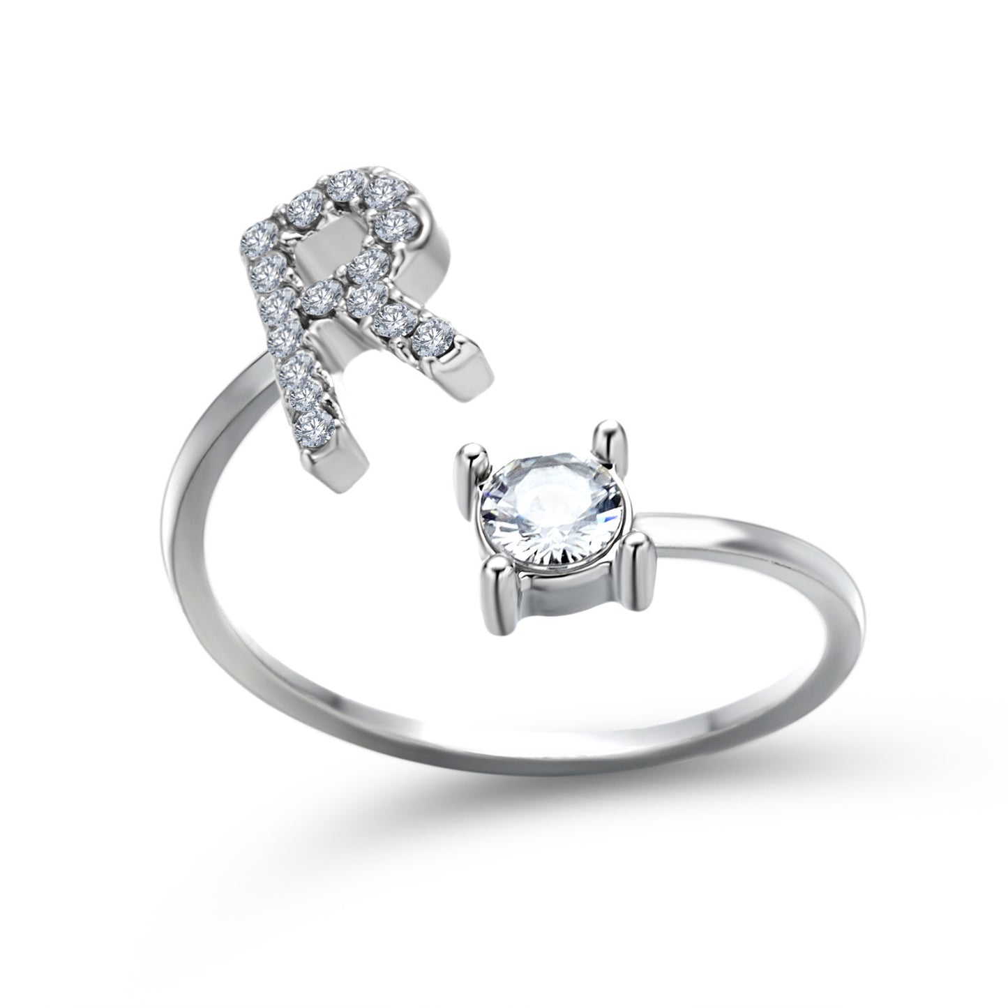 Image du produit Bague Initiale Ajustable – Élégance Personnalisée en Argent/Doré | Bijou Raffiné pour Femme