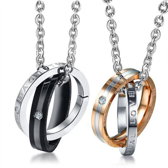 Collier Couple en Acier Inoxydable - Design Élégant, Résistant à l'Eau, Idéal pour les Amoureux !