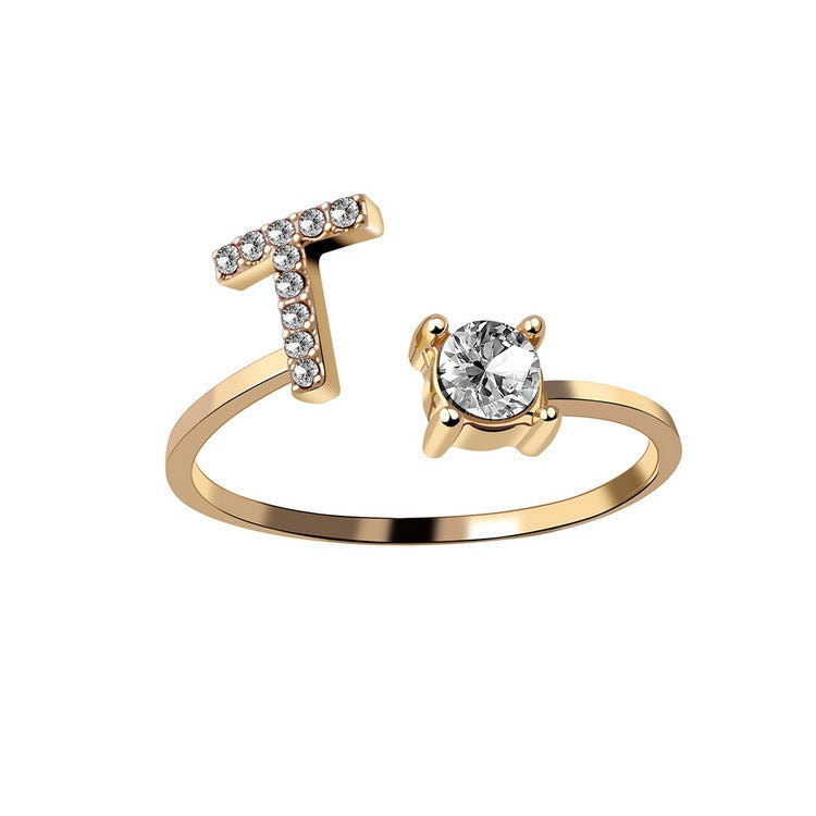 Image du produit Bague Initiale Ajustable – Élégance Personnalisée en Argent/Doré | Bijou Raffiné pour Femme
