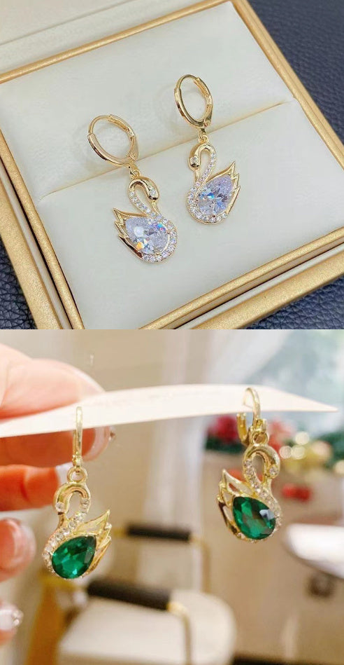 💎 Boucles d'Oreilles Swan en Rhinestones - Design Élégant, Brillance Exceptionnelle, Parfaites pour Sublimer Votre Style