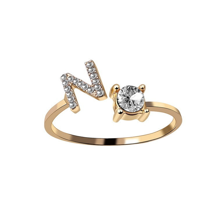 Image du produit Bague Initiale Ajustable – Élégance Personnalisée en Argent/Doré | Bijou Raffiné pour Femme