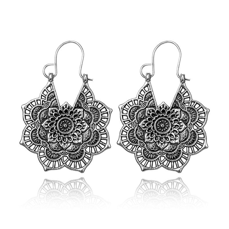 Boucles d'Oreilles Vintage Élégantes - Style Ethnique Unique, Métal Premium pour une Sophistication Intemporelle