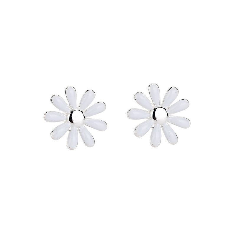 Boucles d'Oreilles en Argent S925 - Design Marguerites Éclatantes, Élégance Unique pour un Style Quotidien Chic