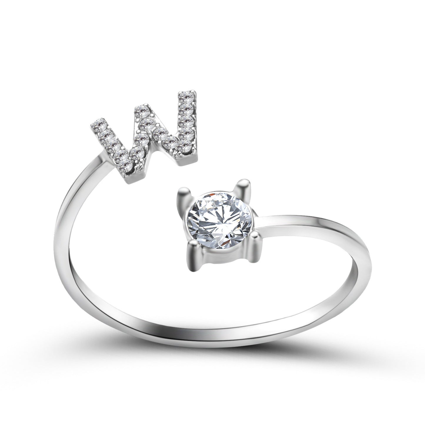 Image du produit Bague Initiale Ajustable – Élégance Personnalisée en Argent/Doré | Bijou Raffiné pour Femme