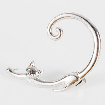 Boucles d'Oreilles Punk Chat avec Ear Cuff - Style Rebelle,