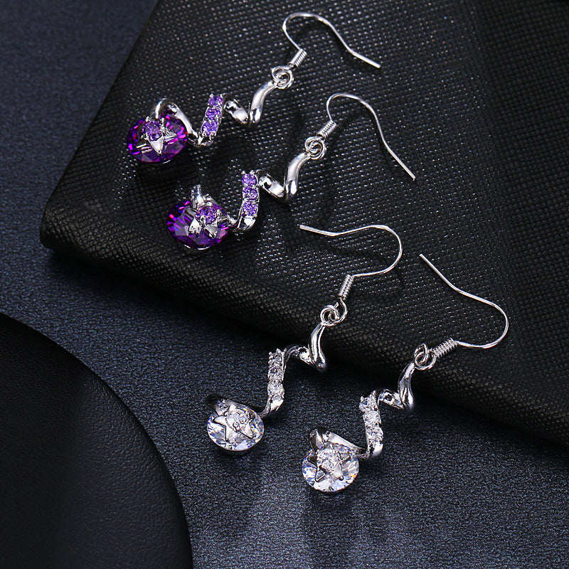 🌟 "Élégance Géométrique : Boucles d'Oreilles Spirales en Zircon Violet – Brillance et Raffinement pour Femmes 💜✨" - Premium Quality!