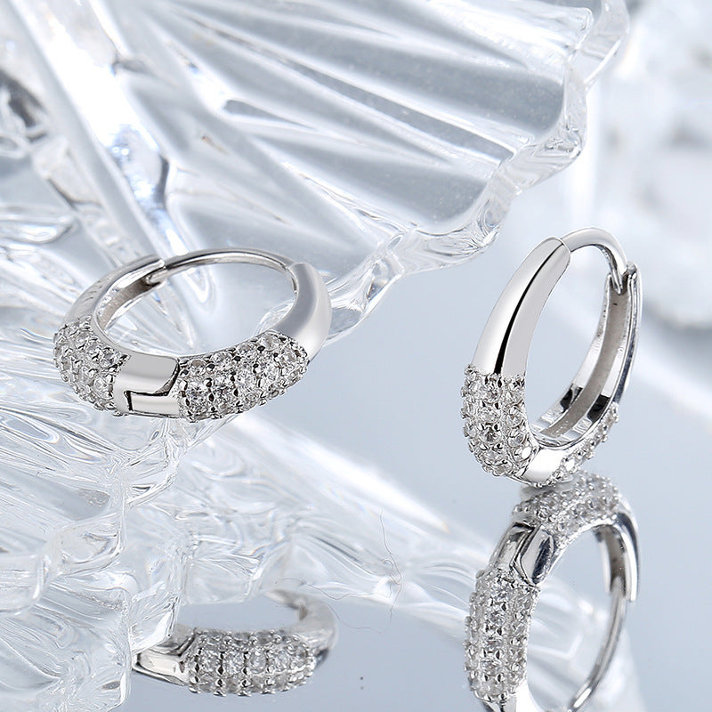 đ Boucles d'Oreilles ĂlĂ©gantes en Argent S925 - Design Ovale Français, Zircon Ătincelant, Chic et RaffinĂ©