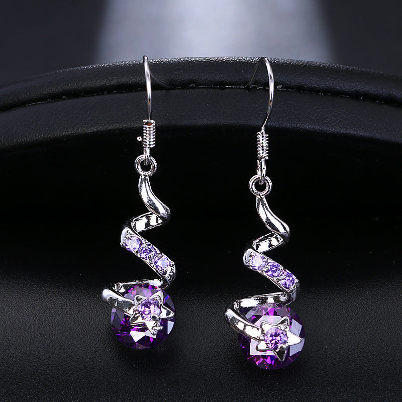 🌟 "Élégance Géométrique : Boucles d'Oreilles Spirales en Zircon Violet – Brillance et Raffinement pour Femmes 💜✨" - Premium Quality!