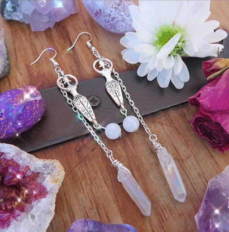 ✨ **Boucles d'Oreilles Quartz Angelique – Élégance Unique, Design Raffiné, Éclat Mystique** 🌟