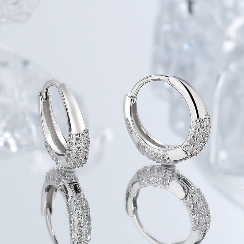 đ Boucles d'Oreilles ĂlĂ©gantes en Argent S925 - Design Ovale Français, Zircon Ătincelant, Chic et RaffinĂ©