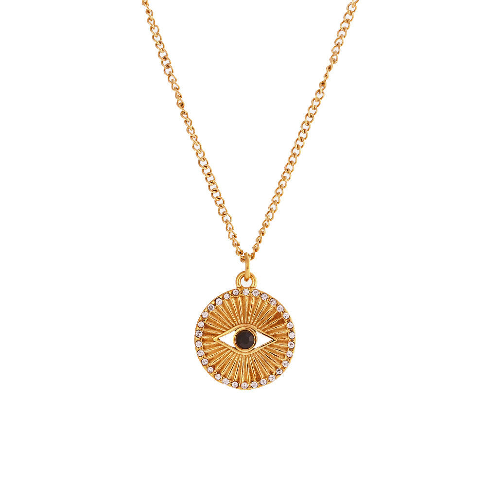 ✨ Élégant Collier Minimaliste en Acier Inoxydable - Design 'Black Eyes', Résistant et Style Contemporain