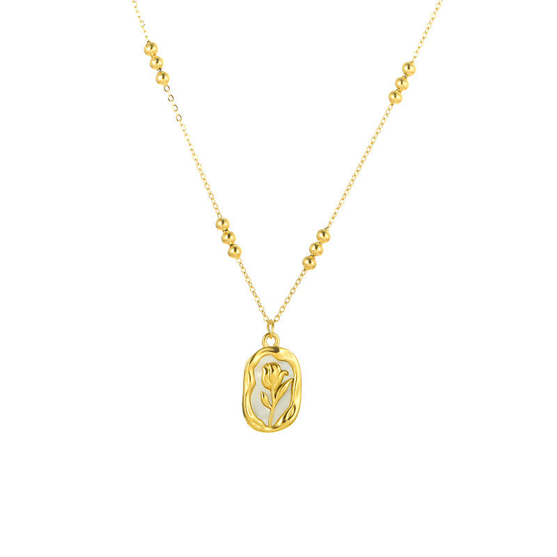 🌹 Raffiné Collier Pendentif Rose Blanche en Nacre - Élégance Intemporelle pour Sublimer Votre Style au Quotidien