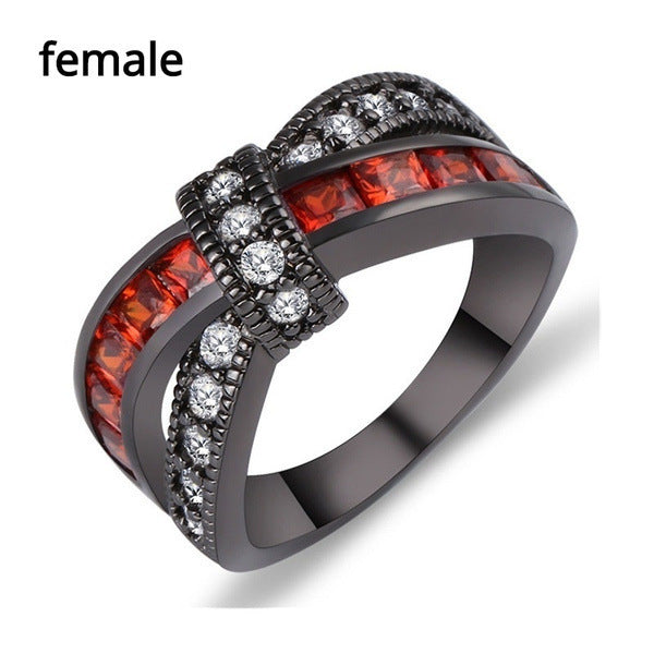 Image du produit Bague Croix en Zircon Rouge Grenat – Élégance et Raffinement ✨💍