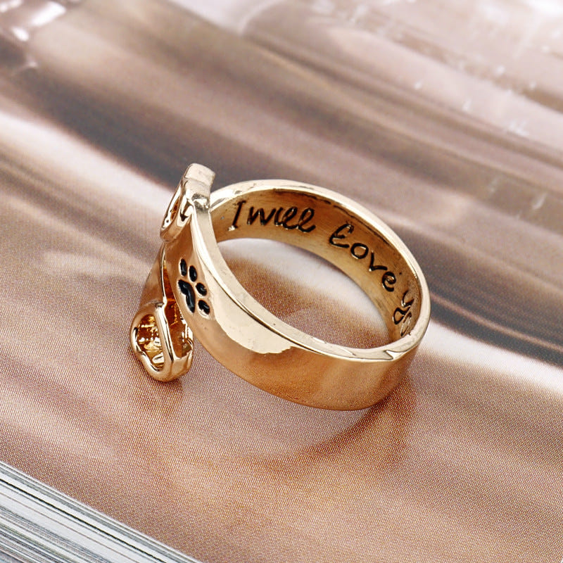 "✨ Bague Élégante en Alliage - Design Patte de Chien Creuse 🐾, Cadeau Idéal pour les Amoureux des Animaux"