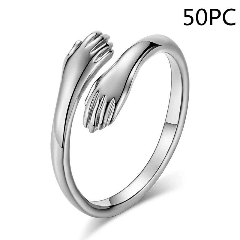 Image du produit Bague Simple "Mains qui S'enlacent" – Élégance Géométrique et Design Unisexe 🤝💍