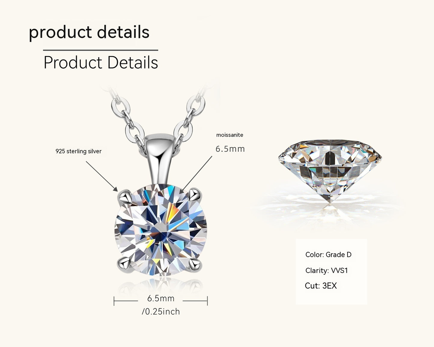 đ Collier ĂlĂ©gant avec Pendentif Diamant 4 Griffes - PlaquĂ© Or 18K sur Argent 925, Cadeau RaffinĂ© et Intemporel !