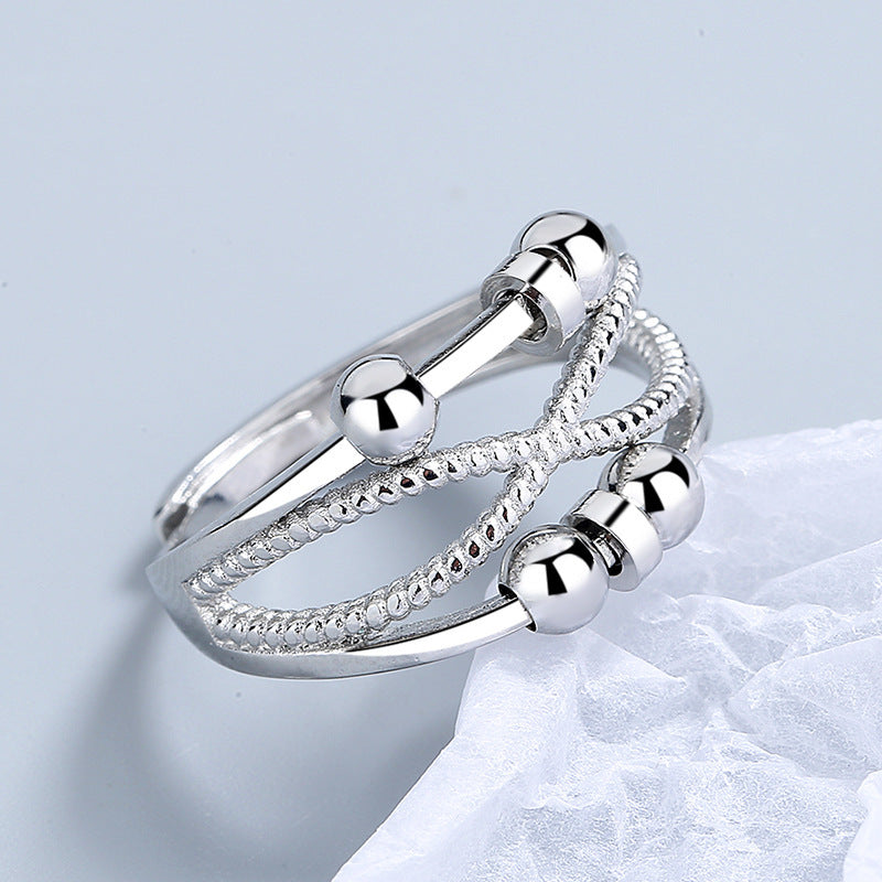 Image du produit Bague Rotative Ă Design Ouvert â ĂlĂ©gance GĂ©omĂ©trique et Soulagement de l'AnxiĂ©tĂ© âš