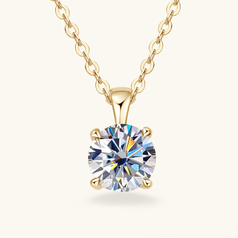 đ Collier ĂlĂ©gant avec Pendentif Diamant 4 Griffes - PlaquĂ© Or 18K sur Argent 925, Cadeau RaffinĂ© et Intemporel !