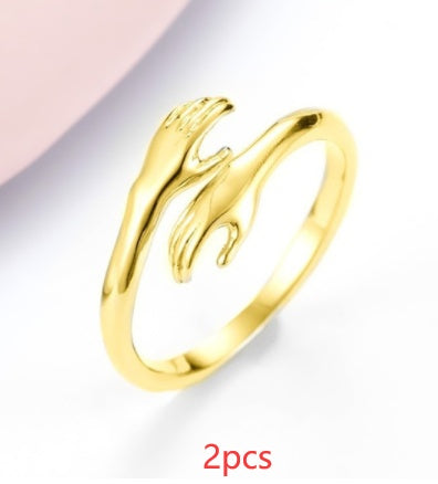 Image du produit Bague Simple "Mains qui S'enlacent" – Élégance Géométrique et Design Unisexe 🤝💍