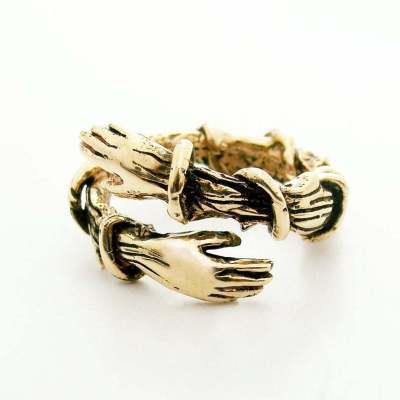 Image du produit Bague Ătreinte des Mains d'Amour Simple et CrĂ©ative | Bague Ajustable en Alliage pour Lovers