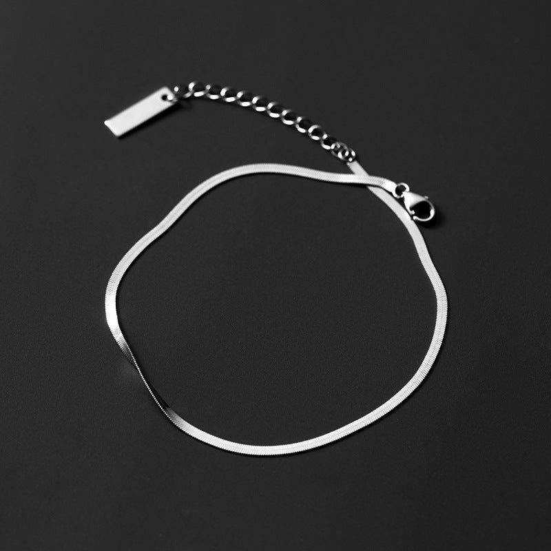 đBracelet de Cheville ĂlĂ©gant en Argent S925 â ChaĂźne Serpent Minimaliste et RaffinĂ©e"