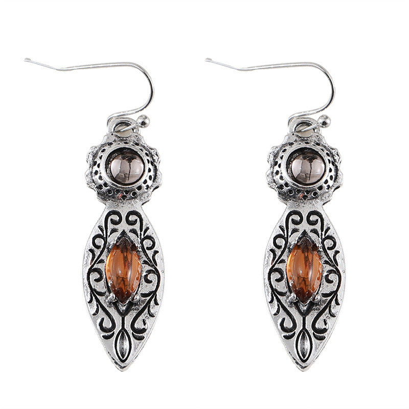 ✨ Boucles d'Oreilles Vintage Bicolores - Gemmes Éblouissantes, Charme Rétro Européen & Américain