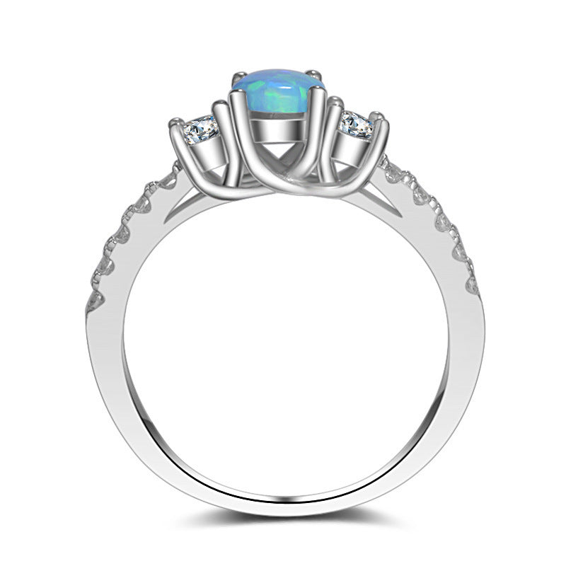 ✨ Sublime Bague en Argent S925 - Opale Étincelante et Diamants Colorés, Élégance Unique pour Toutes Vos Occasions ✨