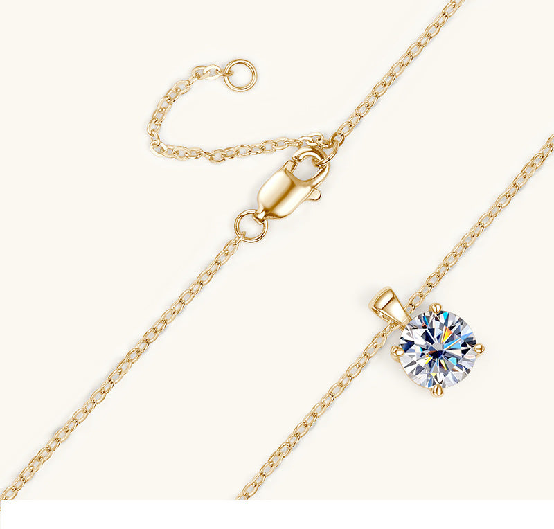 đ Collier ĂlĂ©gant avec Pendentif Diamant 4 Griffes - PlaquĂ© Or 18K sur Argent 925, Cadeau RaffinĂ© et Intemporel !
