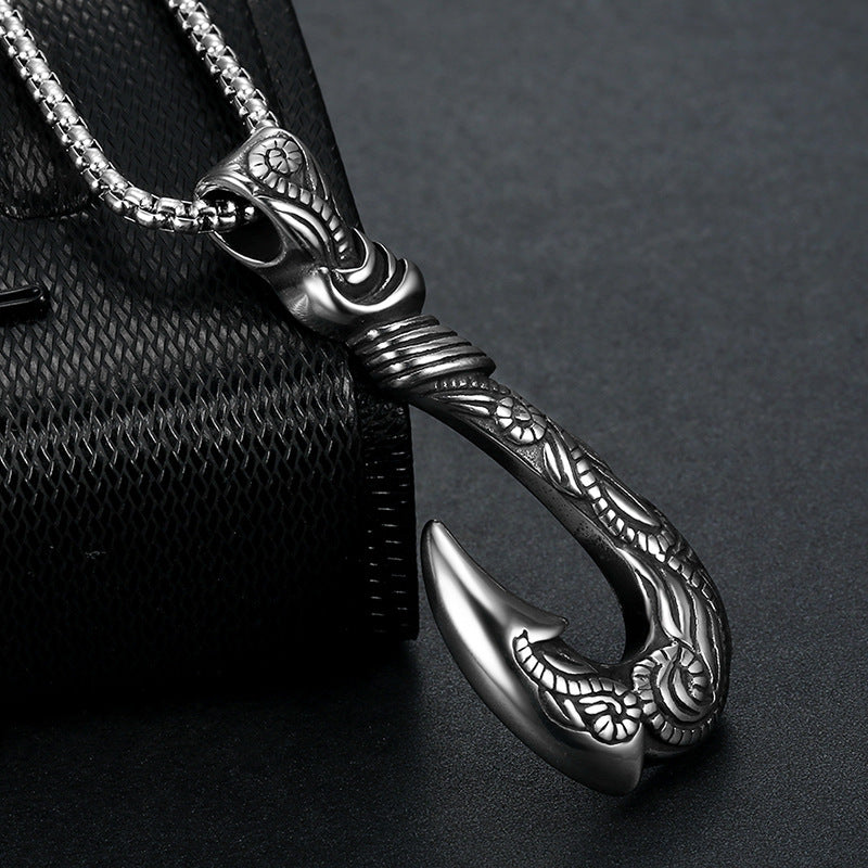 🌟 Pendentif Fish Hook Vintage - Design Élégant en Acier Inoxydable, Résistant et Unique pour un Style Authentique