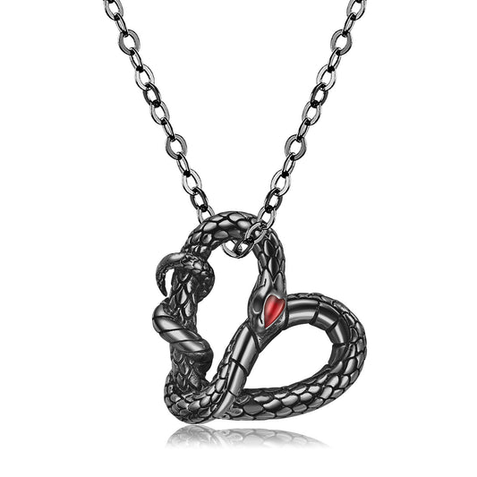 ✨ Collier Serpent en Argent S925 - Plaqué Or Noir, Texture Cœur, Élégance Inégalée pour Sublimer Votre Style !