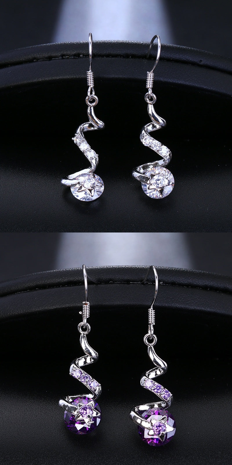 🌟 "Élégance Géométrique : Boucles d'Oreilles Spirales en Zircon Violet – Brillance et Raffinement pour Femmes 💜✨" - Premium Quality!