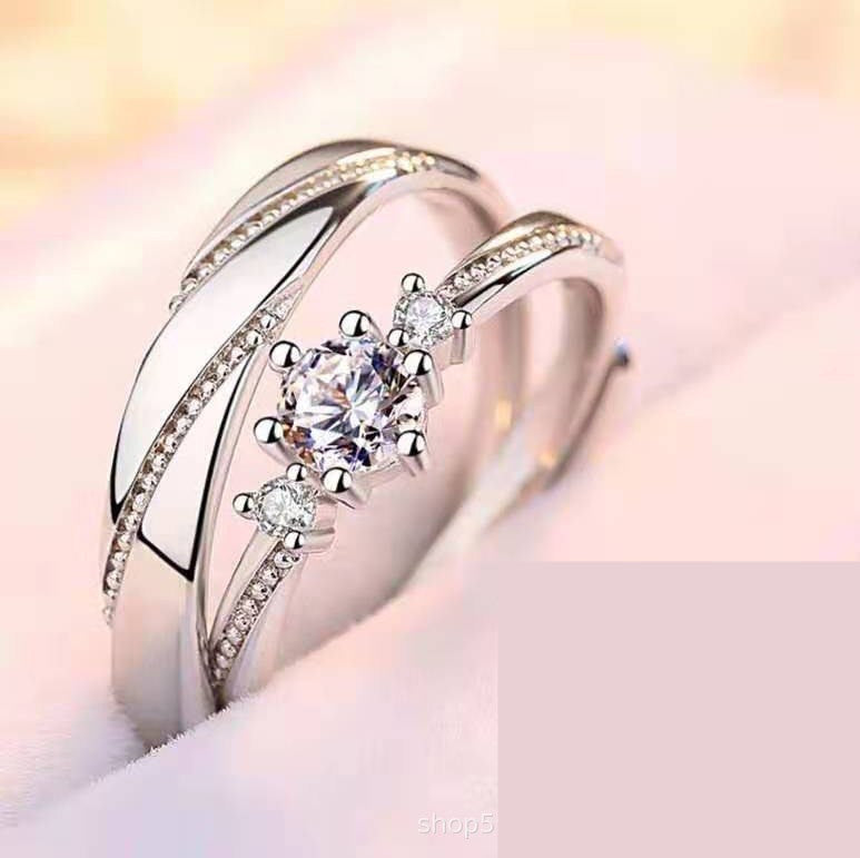 Image du produit Bague de Couple en Argent Sterling – Élégance Géométrique pour Mariage et Engagement 💍✨